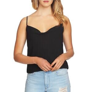 1.State Womens Top Size S Black Sleeveless Cowl Neck Satin Casual Camisole